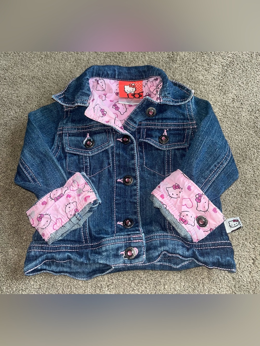 Vintage 2009 Y2K Sanrio Hello Kitty Toddler size 2T Bedazzled Jean Jacket